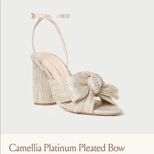 LOEFFLER RANDALL Camellia Platinum Pleated Bow Heel